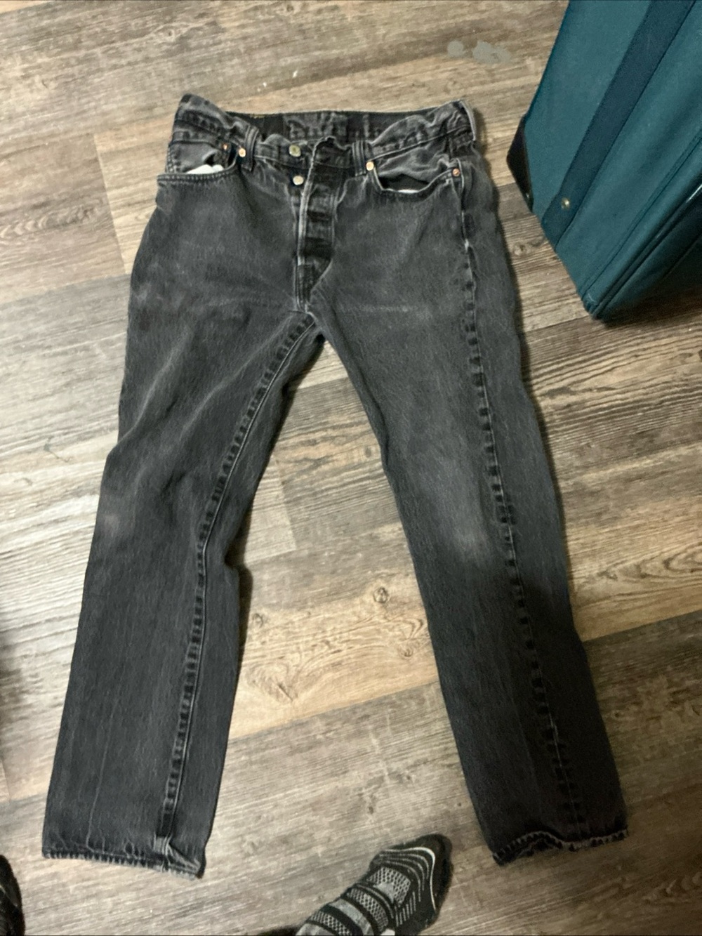 Levi’s 501 original jeans W32 L 32 faded black ,straight button fly